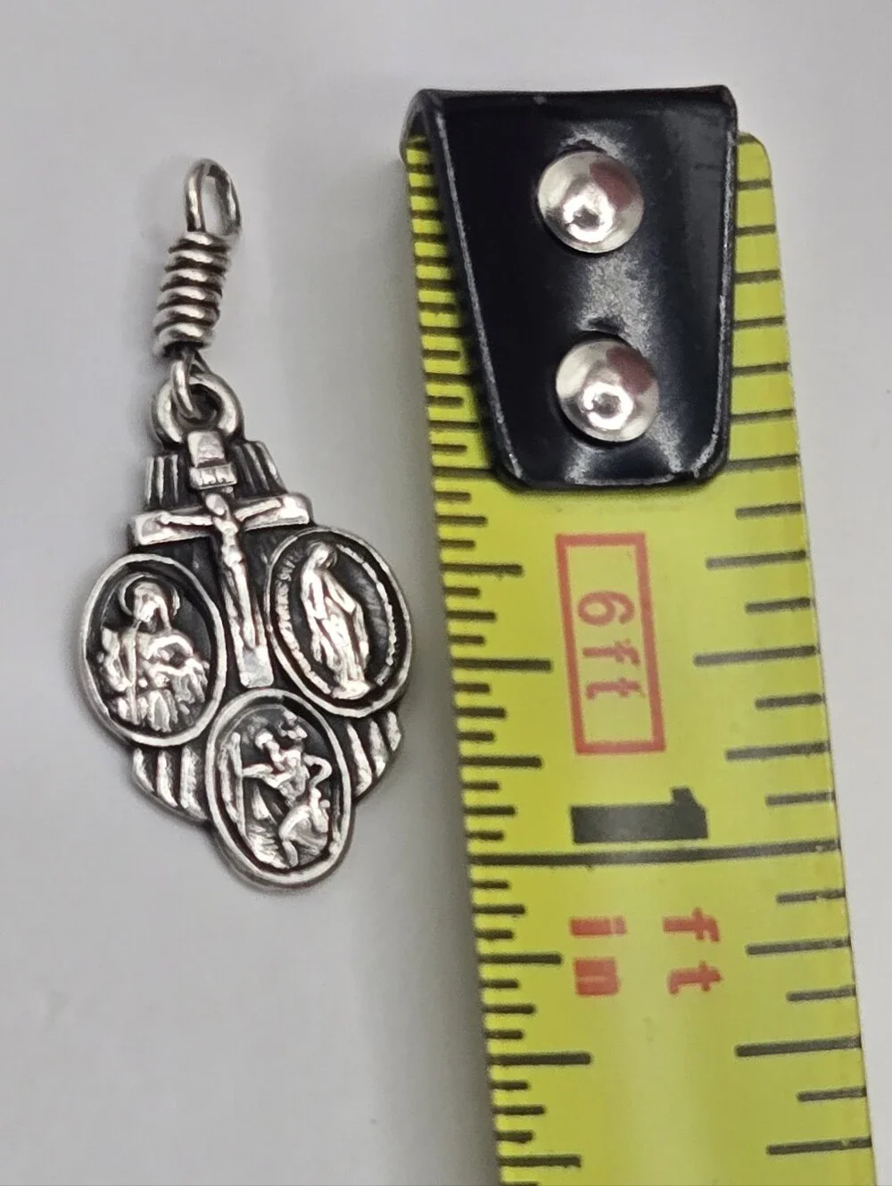 Sterling Silver Catholic Miraculous Medal Pendant Charm - Silver